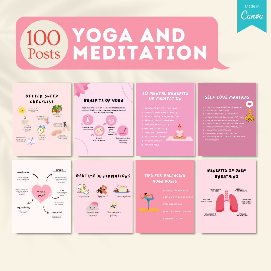 300 Yoga Infographics  - Social Media Templates