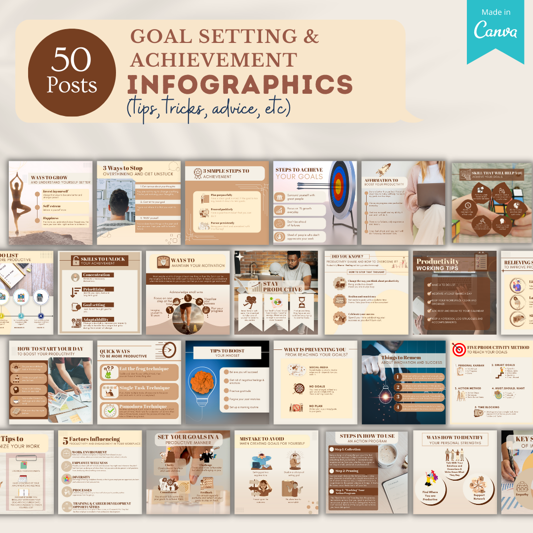 200 Goal Setting & Achievement  Posts - Social Media Templates