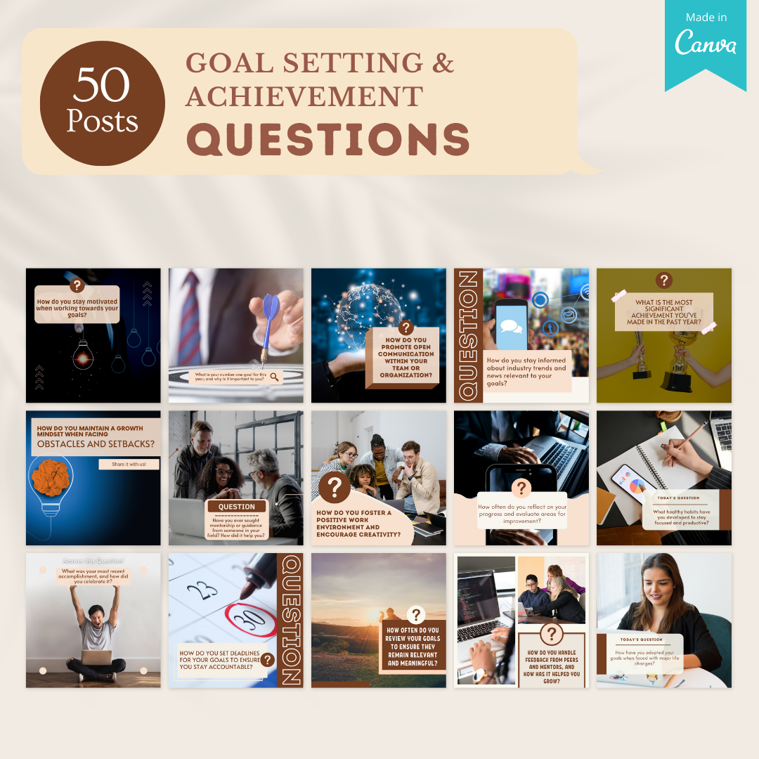 200 Goal Setting & Achievement  Posts - Social Media Templates