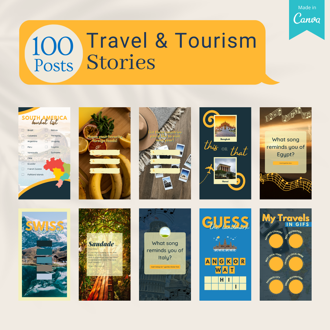 200 Travel & Tourism  Posts - Social Media Templates