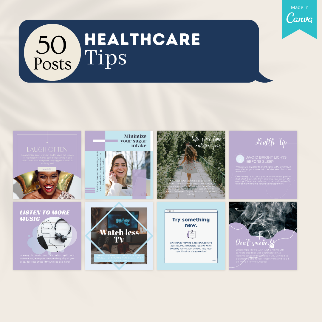 Template Health Posts 300 Healthcare Social Media Canva Templates โ Viralcontent.design