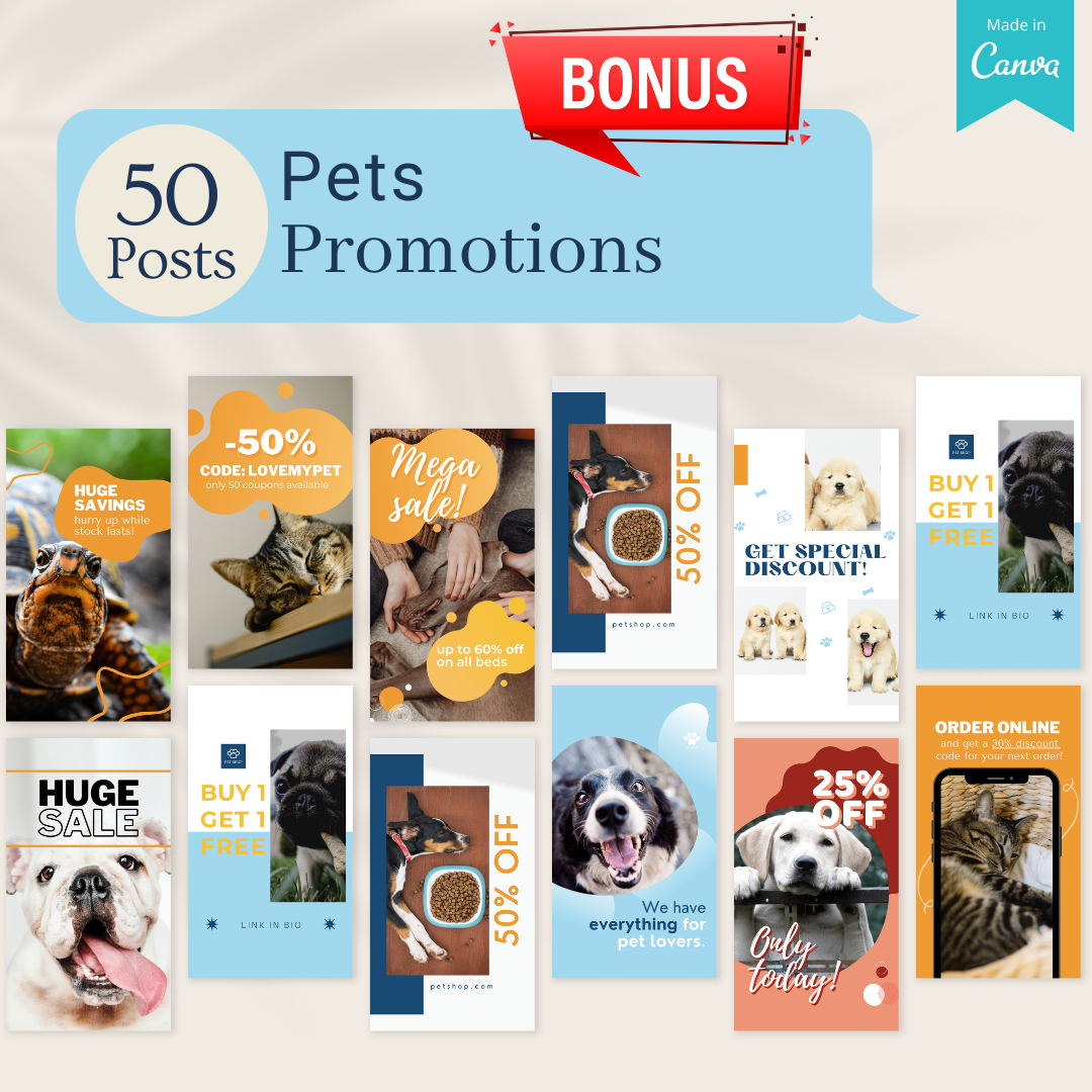 300 Pets Posts - Social Media Templates