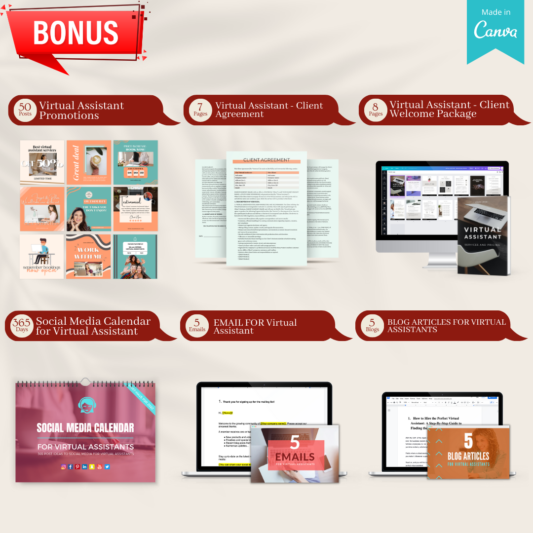 Virtual Assistant Bundle- Social Media Templates