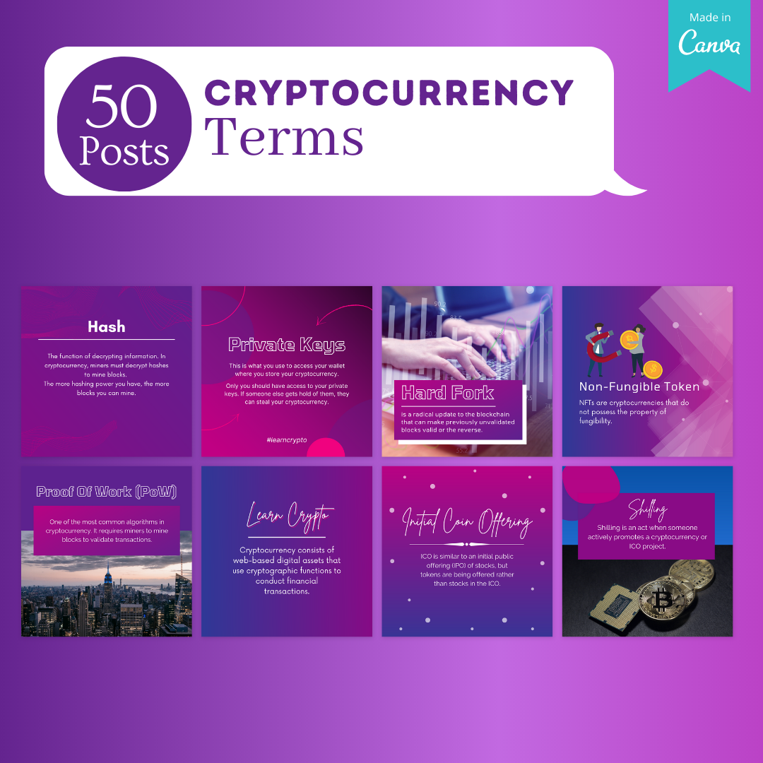 400 Cryptocurrency Posts -Social Media Templates