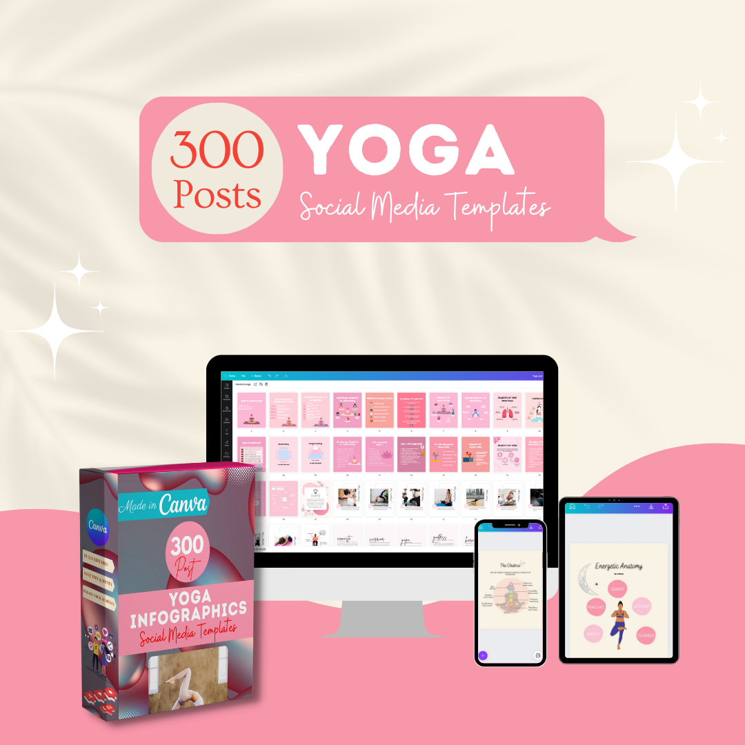 300 Yoga Infographics  - Social Media Templates