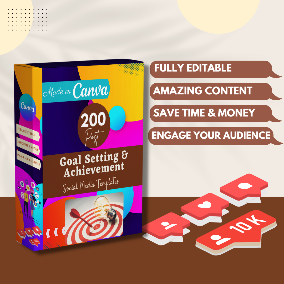 200 Goal Setting & Achievement  Posts - Social Media Templates